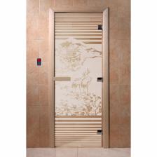 Дверь «Япония», размер коробки 200 x 80 см, левая, цвет сатин