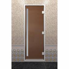Дверь стеклянная «Хамам Престиж», размер коробки 200 x 80 см, правая, бронза матовая