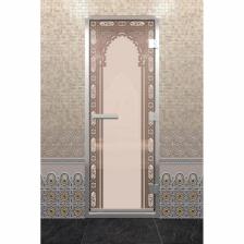 Дверь стеклянная «Хамам Восточная арка», размер коробки 190 x 70, правая, бронза матовая