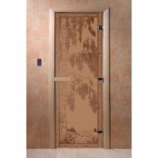 Дверь «Берёзка», размер коробки 200 x 80 см, правая, цвет матовая бронза