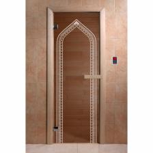 Дверь «Арка», размер коробки 190 x 70 см, 6 мм, 2 петли, левая, цвет бронза