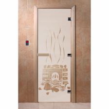 Дверь «Банька», размер коробки 200 x 80 см, левая, цвет сатин