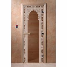 Дверь «Восточная арка», размер коробки 190 x 70 см, левая, цвет бронза