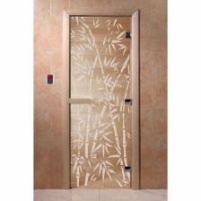Дверь «Бамбук и бабочки», размер коробки 190 x 70 см, правая, цвет прозрачный