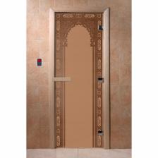 Дверь «Восточная арка», размер коробки 200 x 80 см, левая, цвет матовая бронза