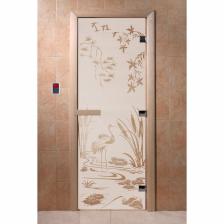 Дверь «Камышевый рай», размер коробки 200 x 80 см, правая, цвет сатин