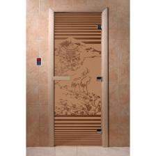 Дверь «Япония», размер коробки 200 x 80 см, левая, цвет матовая бронза