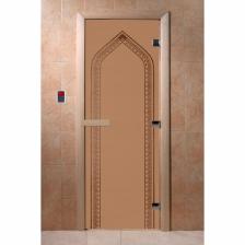Дверь для сауны «Арка», размер коробки 190 x 70 см, левая, цвет матовая бронза