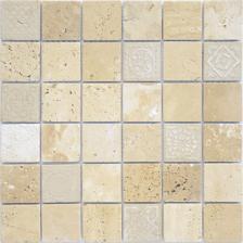 Мозаика LeeDo - Art Stone Art Travertino beige матовая 30х30х0,8 см (чип 48х48х8 мм) (Art Travertino beige MAT 48x48x8)