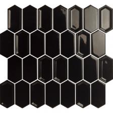 Мозаика LeeDo - Crayon Black glos 27,8x30,4x0,8 см (чип 38x76x8 мм) керамическая глазурованная глянцевая (Crayon Black glos 38x76x8) – фото 1