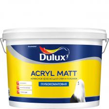 Краска DULUX Acryl Matt Гладкая, Быстросохнущая, Акриловая, Латексная, Матовое покрытие, 9 л, белый Краска DULUX Acryl Matt Гладкая, Быстросохнущая, Акриловая, Латексная, Матовое покрытие, 9 л, белый