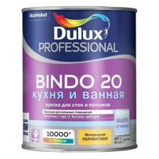 Краска DULUX BINDO 20 Гладкая, Акриловая, Полуматовое покрытие, 1 л, белый