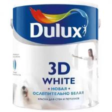 Краска DULUX 3D White BW Быстросохнущая, Дисперсия стирол-акрилового полимера, Матовое покрытие, 5 л, белый Краска DULUX 3D White BW Быстросохнущая, Дисперсия стирол-акрилового полимера, Матовое покрытие, 5 л, белый