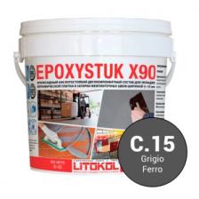 Затирка эпоксидная 2-компонентная кислотостойкая Litokol Epoxystuk X90, цвет С.15 Grigio Ferro (Серый), 5 кг