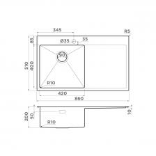 Кухонная мойка OMOIKIRI Akisame 86-IN-L (4993760)