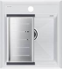 Мойка кухонная Paulmark Stepia PM114651-WH+A375-BS с коландером, белая