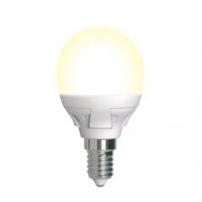 LED-G45 7W/3000K/E14/FR/DIM PLP01WH Лампа светодиодная, диммируемая. Форма «шар», матовая. Серия Яркая. Теплый белый свет (3000K). Картон. ТМ Uniel.