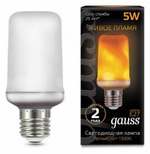 Лампа светодиодная Gauss LED T65 Corn Flame E27 5Вт 1500K 157402105 Цвет арматуры белый Цвет плафонов белый Лампа светодиодная Gauss LED T65 Corn Flame E27 5Вт 1500K 157402105 Цвет арматуры белый Цвет плафонов белый