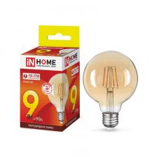 Лампа светодиодная LED-GL-95-deco gold 9Вт 230В Е27 3000К 1040Лм золотистая IN HOME, цена за 1 шт.
