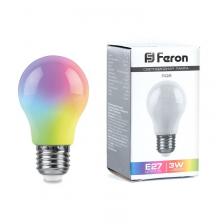 Лампа светодиодная, LB-375 (3W) 230V E27 RGB для белт лайта A50 матовый плавная сменая цвета, цена за 1 шт.