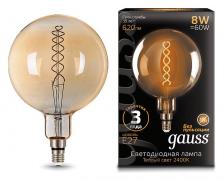 Лампа светодиодная Gauss LED Vintage Filament Flexible E27 8Вт 2400K 154802008 Цвет арматуры золото Цвет плафонов янтарный Лампа светодиодная Gauss LED Vintage Filament Flexible E27 8Вт 2400K 154802008 Цвет арматуры золото Цвет плафонов янтарный
