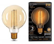 Лампа светодиодная Gauss Led Filament G95 E27 8Вт 2400K 105802008 Цвет арматуры белый Цвет плафонов белый Лампа светодиодная Gauss Led Filament G95 E27 8Вт 2400K 105802008 Цвет арматуры белый Цвет плафонов белый