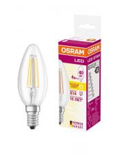 Лампа светодиодная филаментная LED STAR CLASSIC B 40 4W/827 4Вт свеча 2700К тепл. бел. E14 470лм 220-240В прозр. стекл. OSRAM 4058075068353 Лампа светодиодная филаментная LED STAR CLASSIC B 40 4W/827 4Вт свеча 2700К тепл. бел. E14 470лм 220-240В прозр. стекл. OSRAM 4058075068353