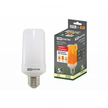 Лампа светодиодная Эффект пламени Т65-5 Вт-230 В-1500 К-E27 (65х138) TDM, цена за 1 шт