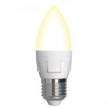 LED-C37 7W/3000K/E27/FR/DIM PLP01WH Лампа светодиодная, диммируемая. Форма «свеча», матовая. Серия Яркая. Теплый белый свет (3000K). Картон. ТМ Uniel.