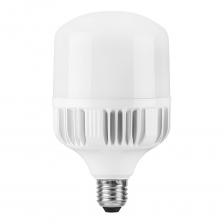 Лампа светодиодная FERON 50 Вт E27 цилиндр T100 6400К холодный белый свет 220 В для светильника РКУ матовая с дополнительным патроном Е40