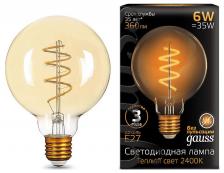 Лампа светодиодная Gauss Led Filament G95 Flexible E27 6Вт 2400K 105802007 Цвет арматуры белый Цвет плафонов белый Лампа светодиодная Gauss Led Filament G95 Flexible E27 6Вт 2400K 105802007 Цвет арматуры белый Цвет плафонов белый