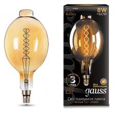 Лампа светодиодная Gauss LED Vintage Filament Flexible E27 8Вт 2400K 152802008 Цвет арматуры золото Цвет плафонов янтарный