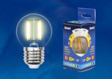 LED-G45-5W/WW/E27/CL/MB Лампа светодиодная. Форма «шар», прозрачная. Серия Multibright. Теплый белый свет (3000K). 100-50-10. Картон. ТМ Uniel.