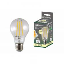 Лампа светодиодная Филамент А60-8 Вт-230 В-2700 К–E27 TDM, цена за 1 шт