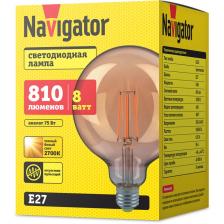 Светодиодная лампа шар Navigator 80 541 NLL-F-G125-8-230-2.7K-E27-GD, цена за 1 шт. – фото 1
