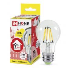 Лампа светодиодная LED-A60-deco 9Вт 230В Е27 3000К 1040Лм прозрачная IN HOME, цена за 1 шт. Лампа светодиодная LED-A60-deco 9Вт 230В Е27 3000К 1040Лм прозрачная IN HOME, цена за 1 шт.