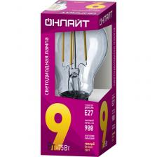 Светодиодная лампа груша ОНЛАЙТ 80 874 OLL-F-A60-09-230-2.7K-E27, цена за 1 шт.
