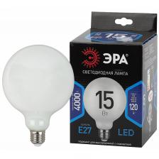 F-LED G125-15w-840-E27 OPAL Лампочка светодиодная ЭРА F-LED G125-15w-840-E27 OPAL E27 / Е27 15Вт филамент шар матовый нейтральный белый свет, цена за 1 шт
