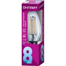 Светодиодная лампа свеча ОНЛАЙТ 80 893 OLL-F-C35-08-230-4K-E14, цена за 1 шт.