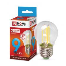 Лампа светодиодная LED-ШАР-deco 7Вт 230В Е27 4000К 810Лм прозрачная IN HOME, цена за 1 шт.