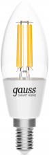Умная лампочка Gauss 4,5 Вт С35 E14 прозрачная