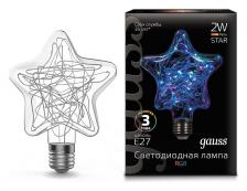 Лампа светодиодная Gauss Led Filament ST65 E27 2Вт K 160802008 Цвет арматуры серебро Цвет плафонов белый Лампа светодиодная Gauss Led Filament ST65 E27 2Вт K 160802008 Цвет арматуры серебро Цвет плафонов белый