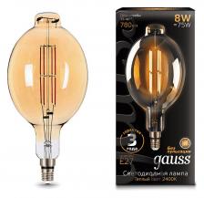 Лампа светодиодная Gauss LED Vintage Filament E27 8Вт 2400K 151802008 Цвет арматуры белый Цвет плафонов белый