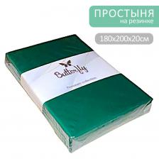 Простыня Butterfly Premium collection Зеленая на резинке 180*200*20см