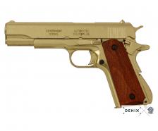 Макет пистолет Colt M1911A1 .45, золотистый (США, 1911 г.) DE-5312 – фото 1