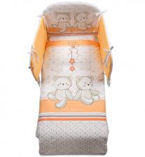 Постельное бельё Комплект постельного белья Italbaby Amici, 5 предметов, белый/оранжевый/медвежата