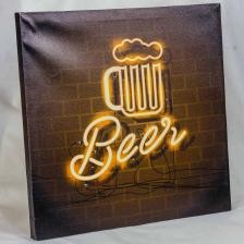 Картина на холсте с LED-подсветкой «Beer», 40х40 см – фото 1