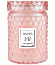 Роза Отто, свеча в большой стеклянной банке со стеклянной крышкой, Voluspa