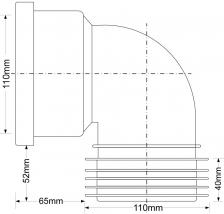 Отвод для унитаза L175 мм, на 90°, с манжетой, вход D-110 мм McAlpine MRDC90-GR – фото 3