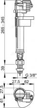 Клапан запорный с нижней подводкой Alcaplast A18-3/8 металлическая резьба – фото 1